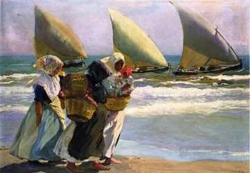  Sorolla Painting - Three Sails painter Joaquin Sorolla